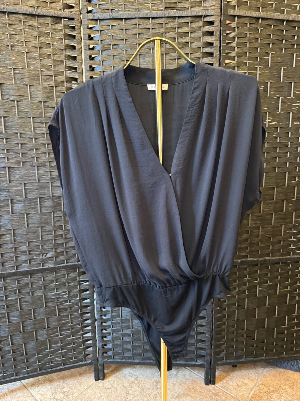 Women's Kori Black V-Neck Wrap Bodysuit